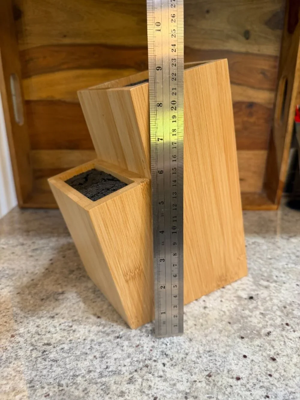 Two Section Universal Knife Block Light Wood